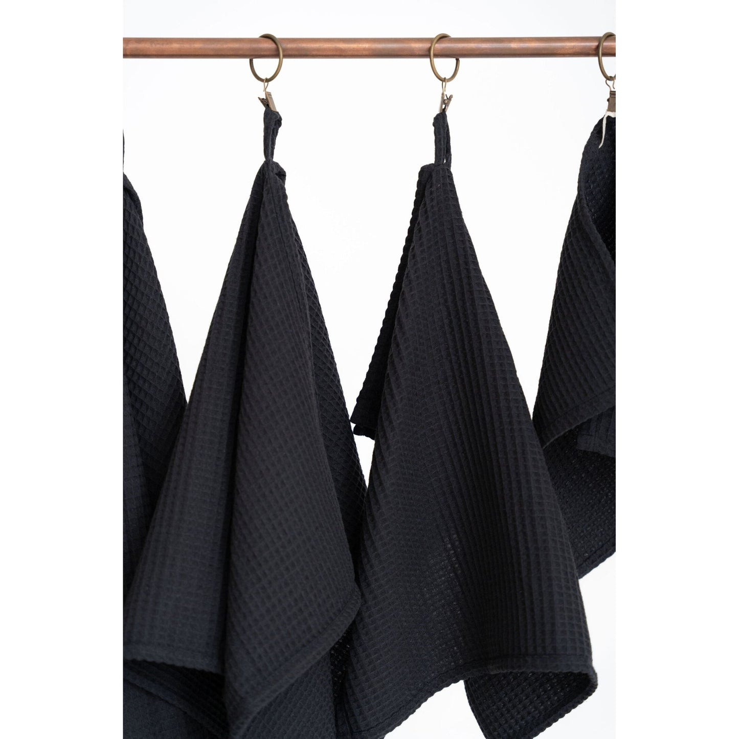 Organic Waffle Cotton Towel - Black