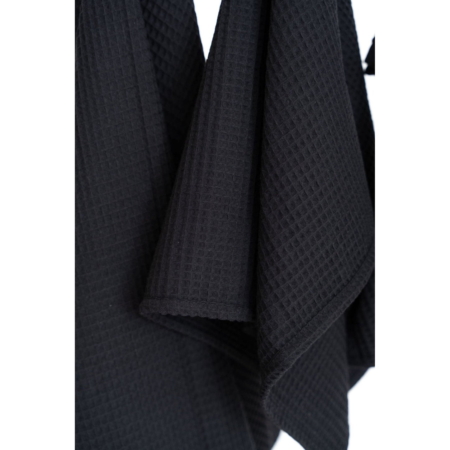 Organic Waffle Cotton Towel - Black