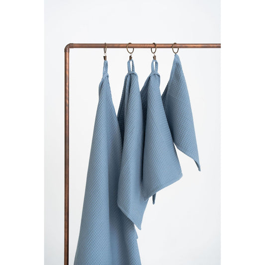 Organic Waffle Cotton Towel - Blue