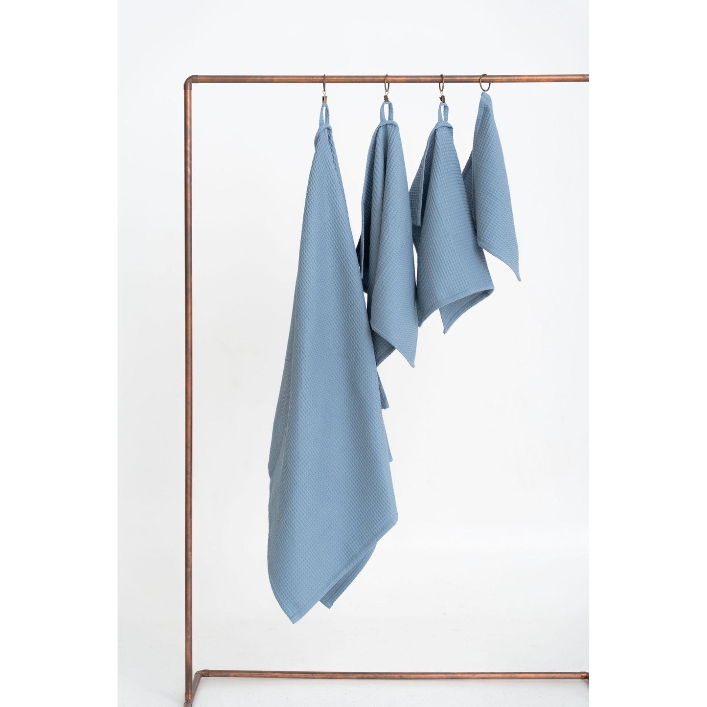 Organic Waffle Cotton Towel - Blue