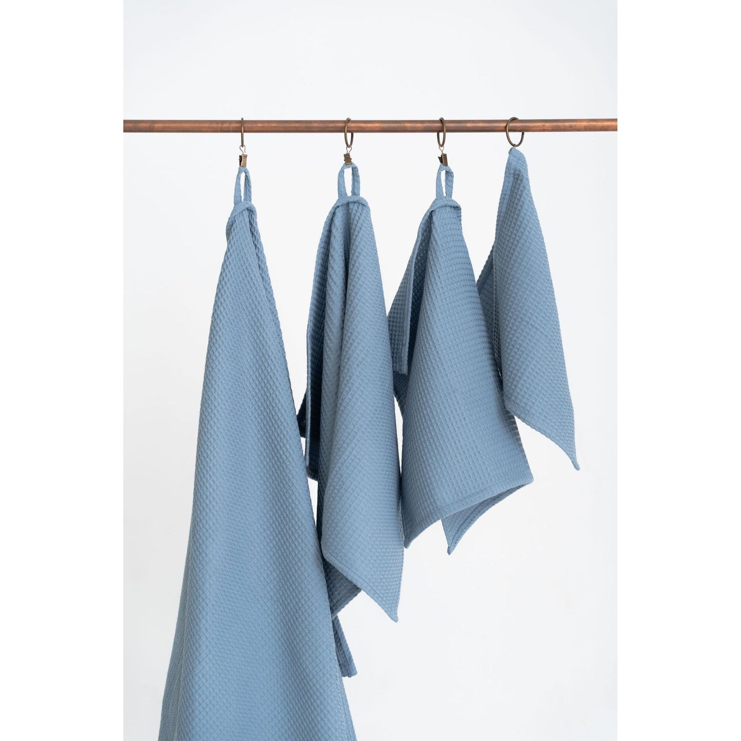 Organic Waffle Cotton Towel - Blue