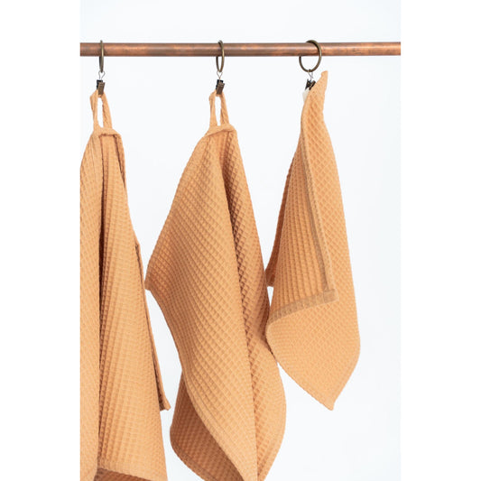 Organic Waffle Cotton Towel - Caramel