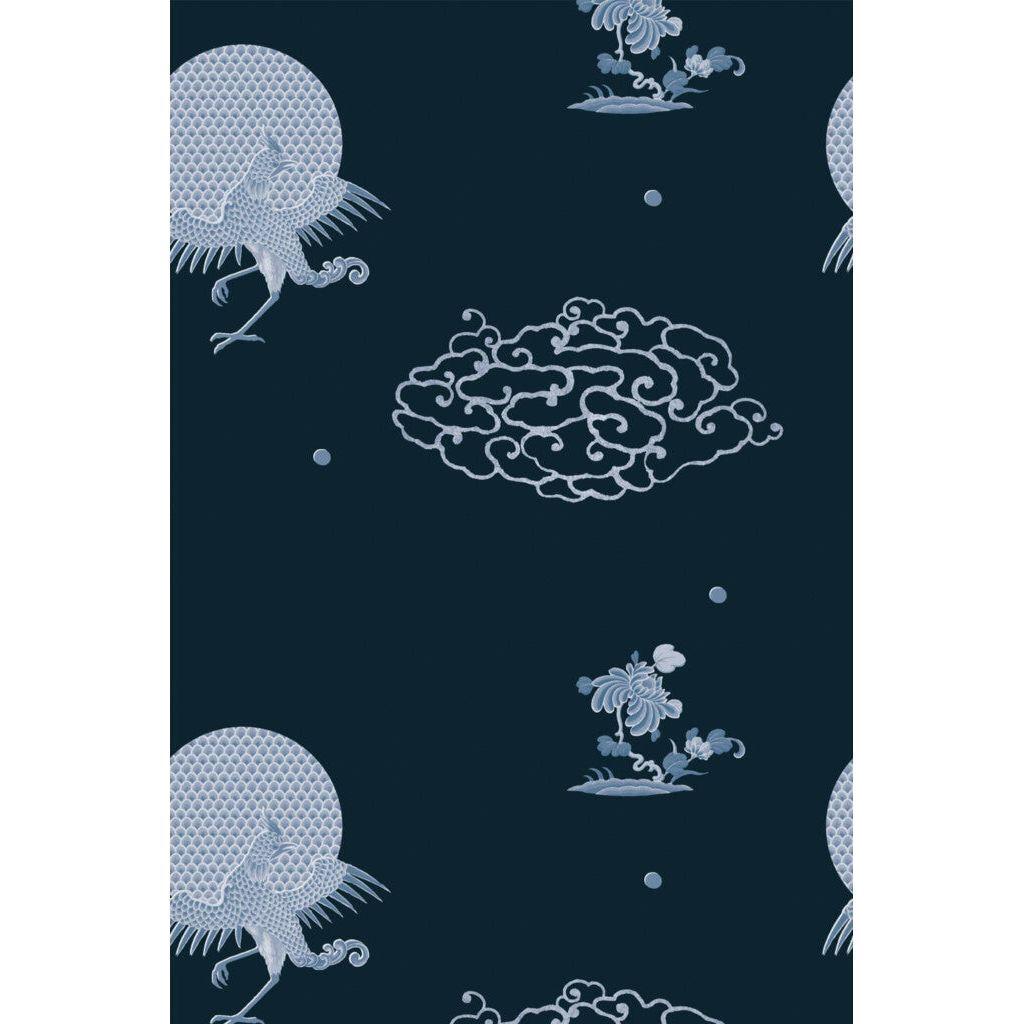 Navy blue dark chinoiseries (itseliimautuva) - Kotikauppa