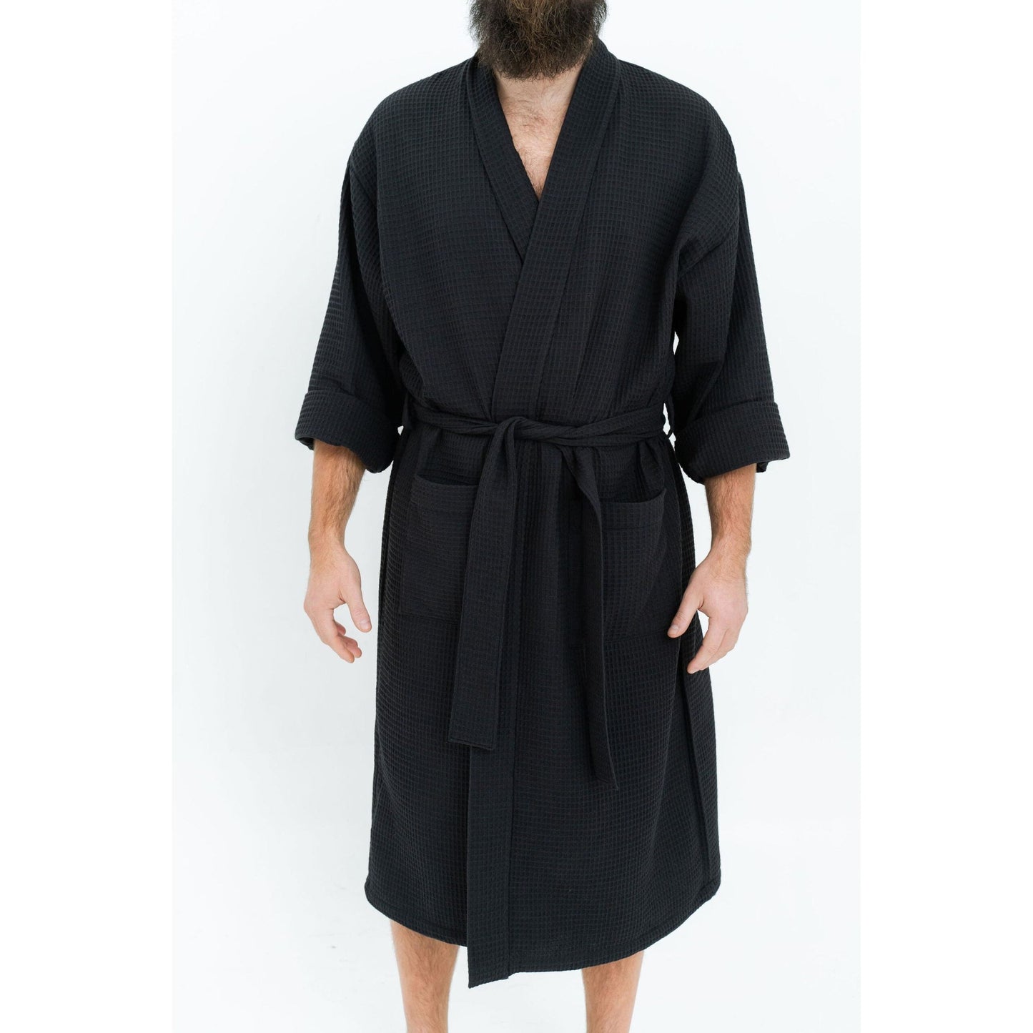 Long Waffle Fabric Robe for Men