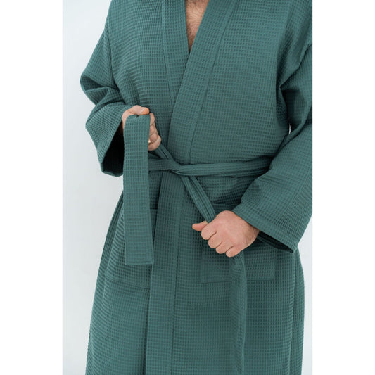 Long Waffle Fabric Robe for Men