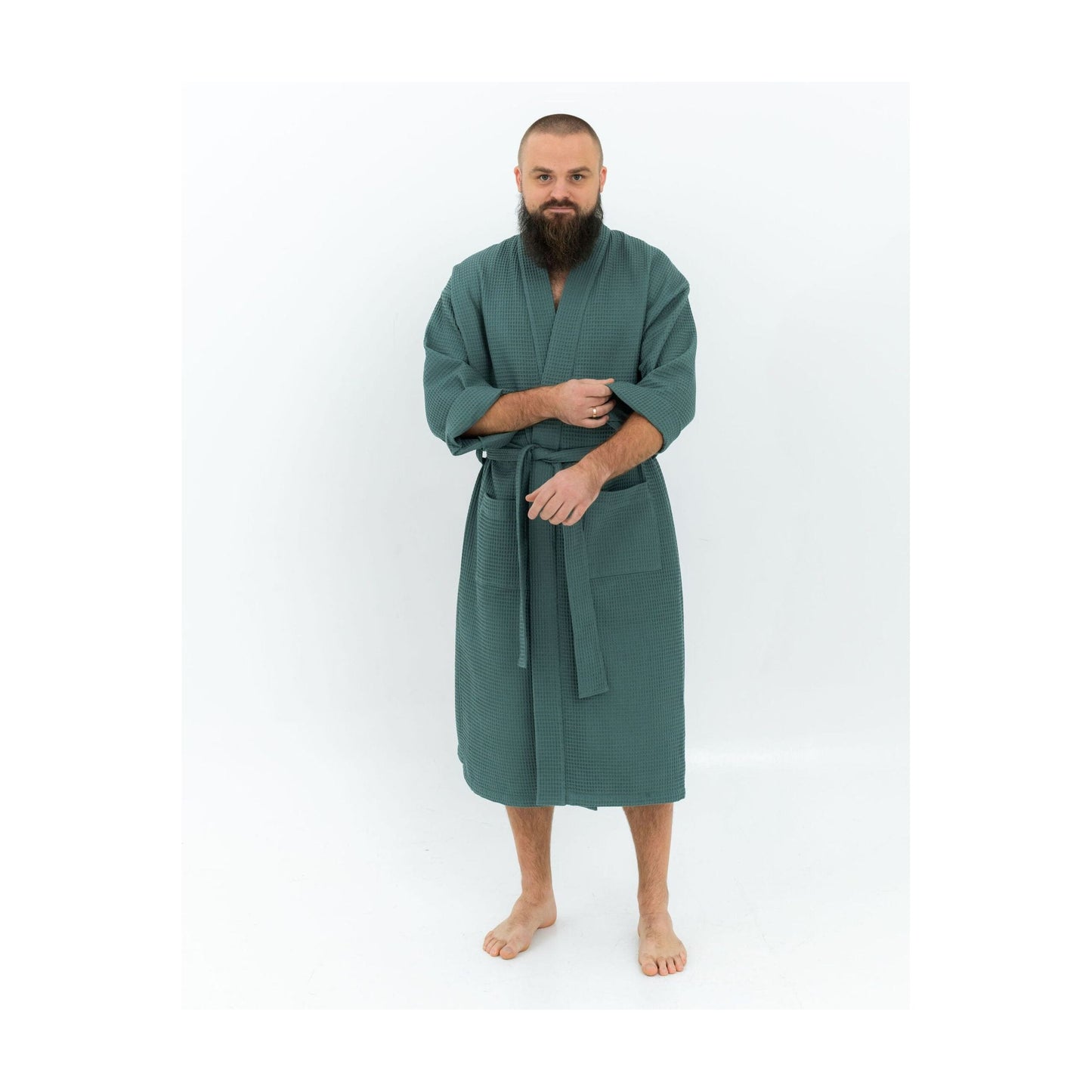 Long Waffle Fabric Robe for Men