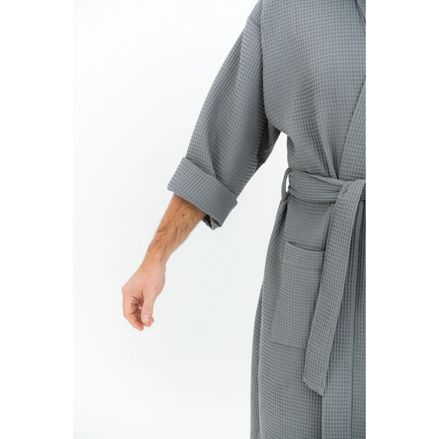 Long Waffle Fabric Robe for Men
