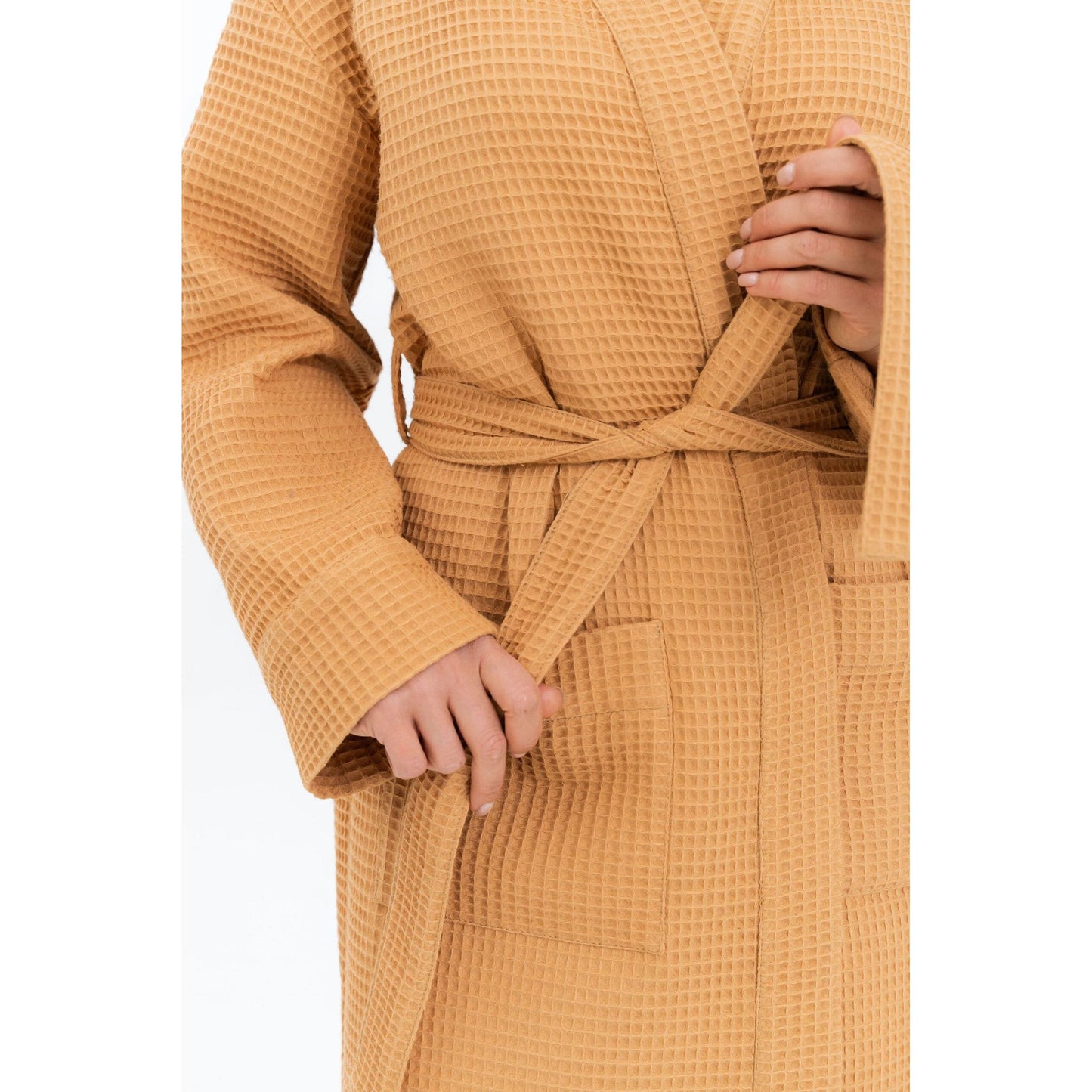 Long Waffle Fabric Robe for Women