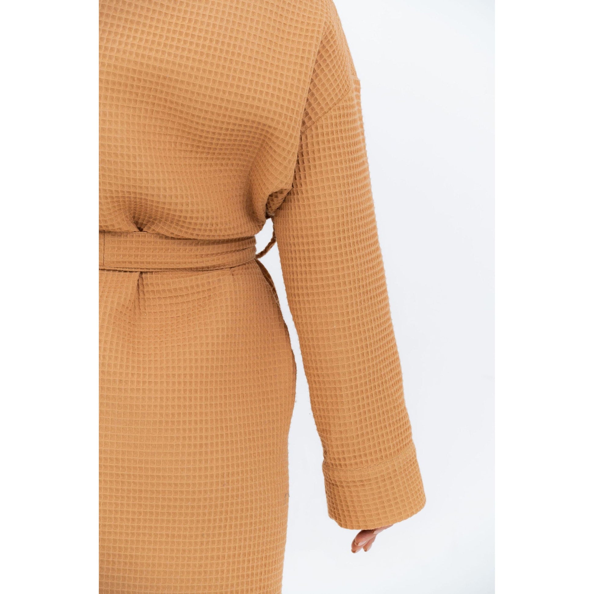 Short Waffle Fabric Robe for Women