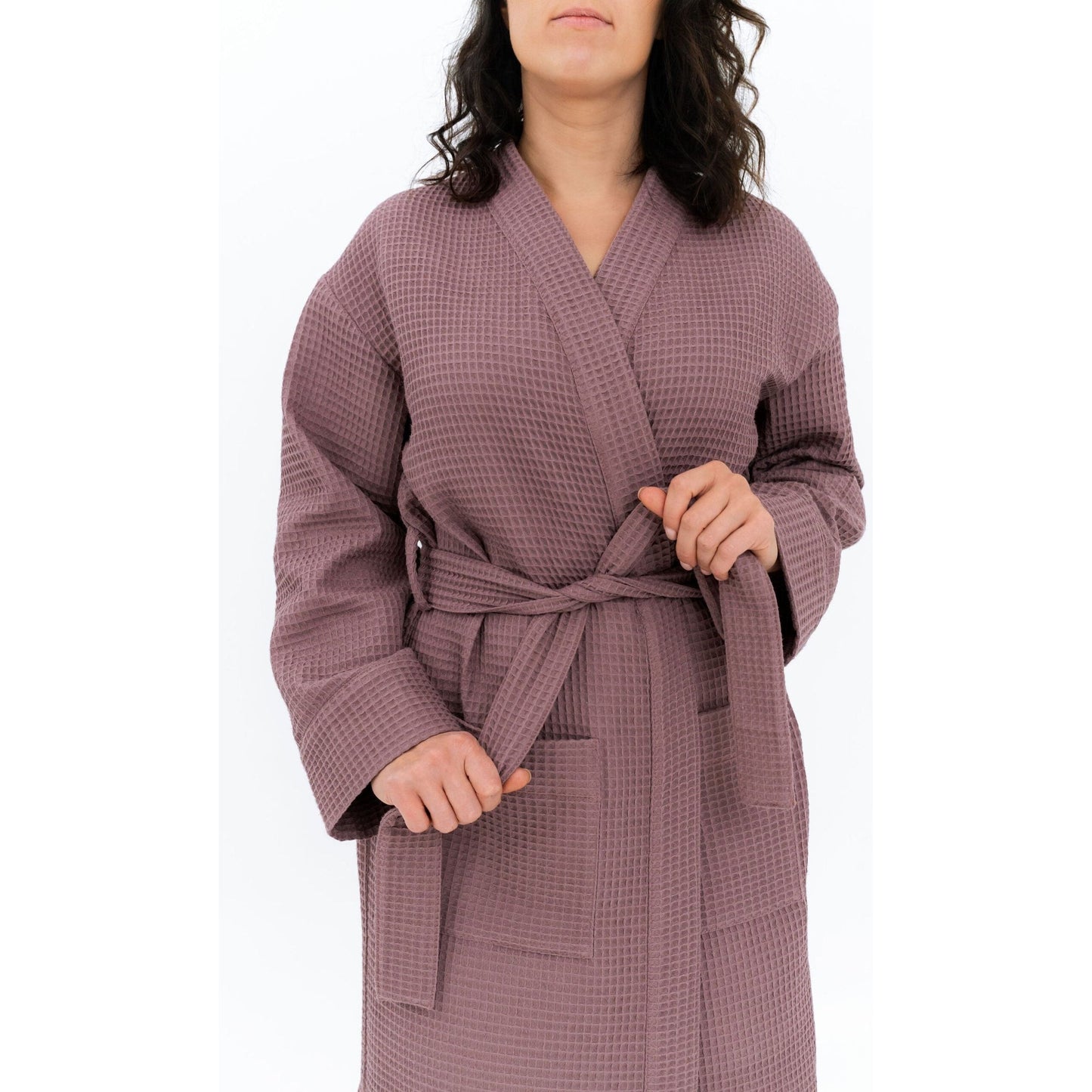 Long Waffle Fabric Robe for Women