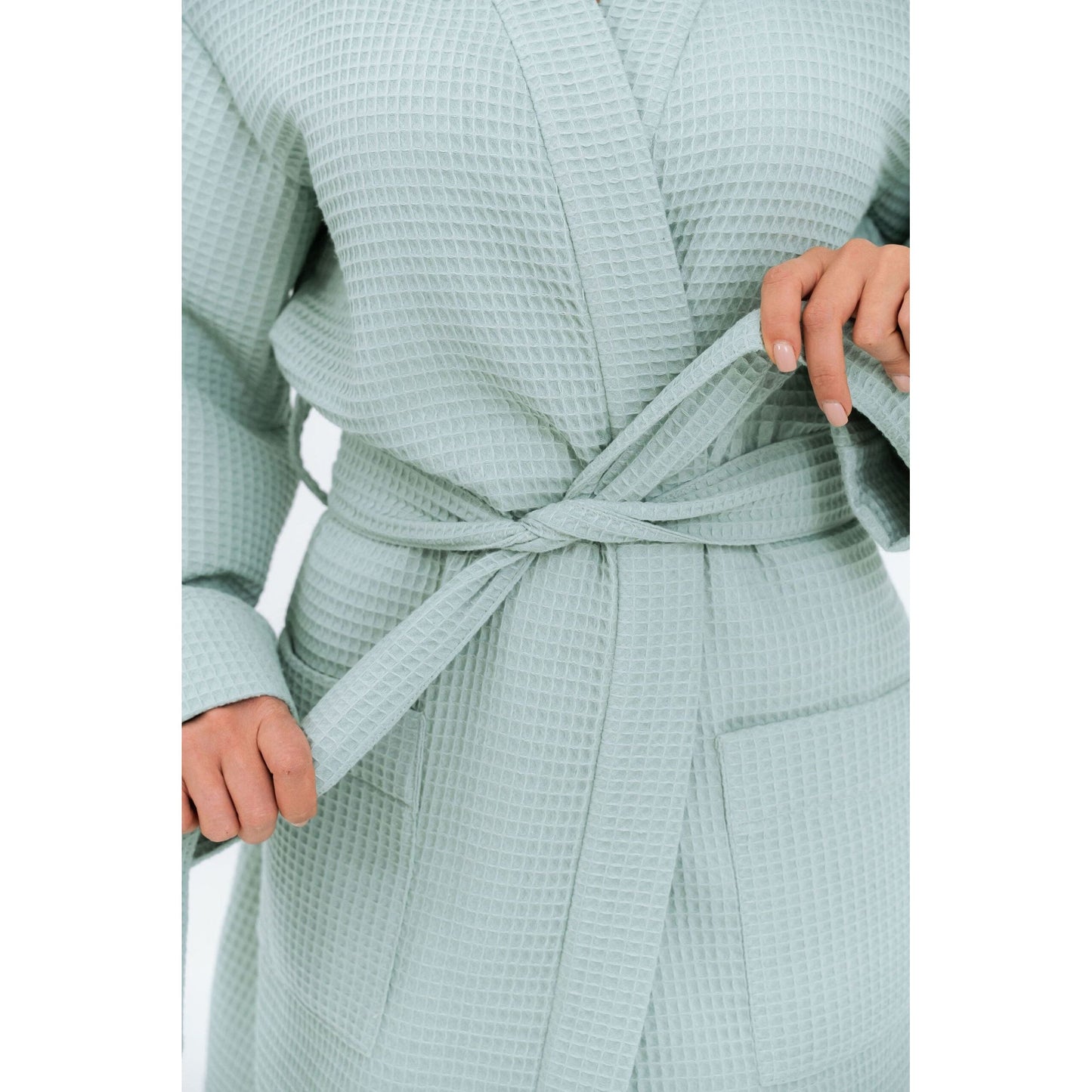 Long Waffle Fabric Robe for Women