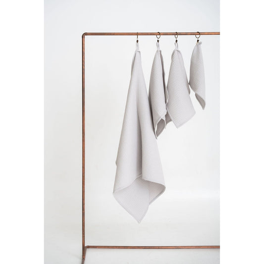 Organic Waffle Cotton Towel - Light Gray