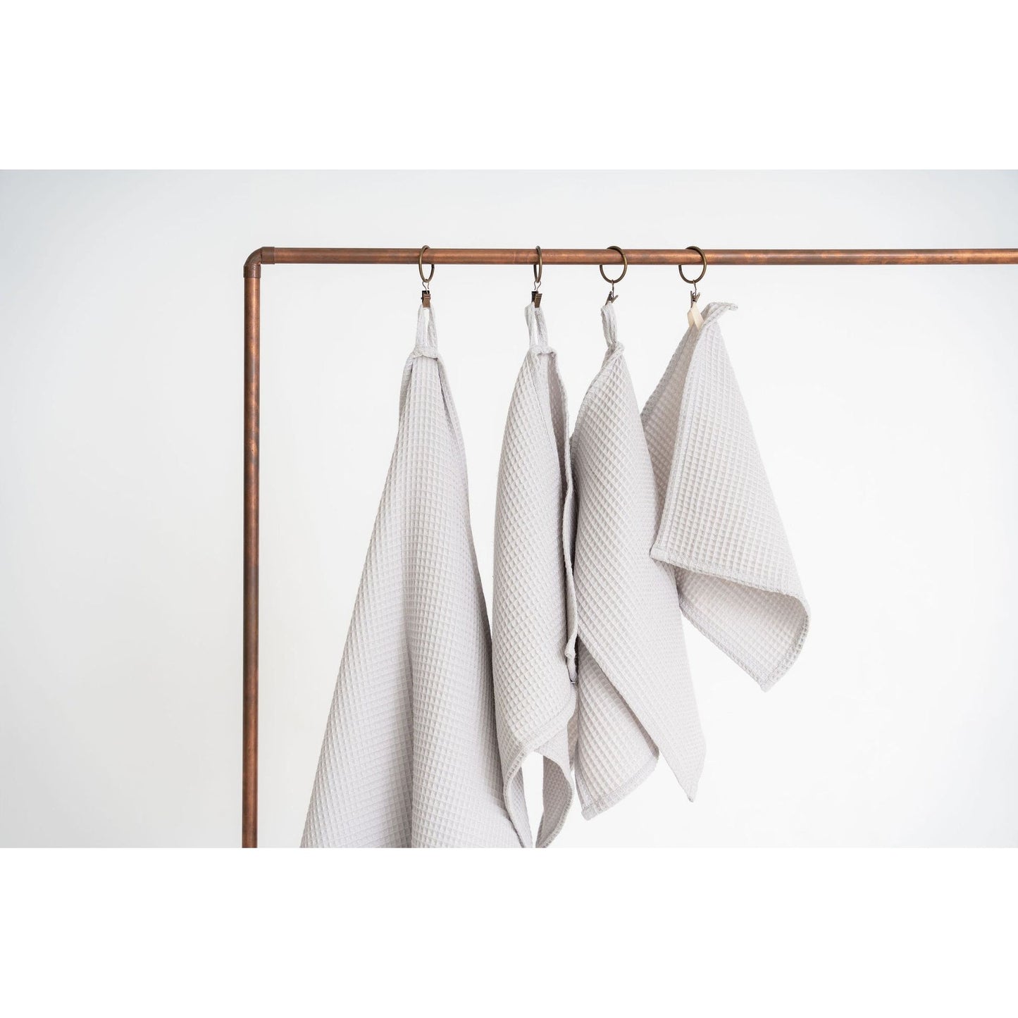 Organic Waffle Cotton Towel - Light Gray