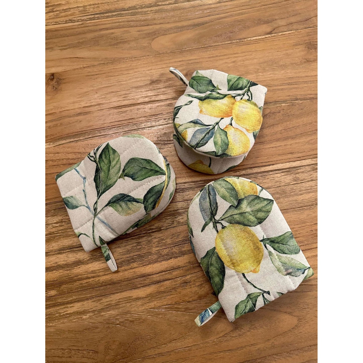 Oven Glove With Double Wool Filling - Lemon Linen - Kotikauppa