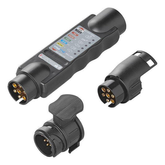 Pistoketesteri 7-napainen 12V sarja 2 adapterilla - Kotikauppa