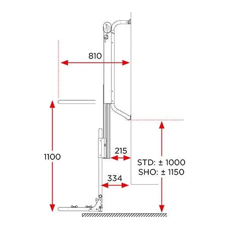 Polkupyöräteline Lift Short 12 V. Korkeus 830-1210 mm