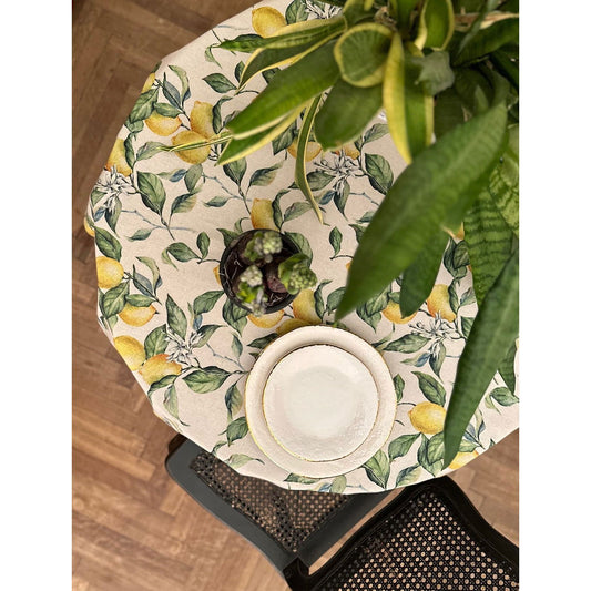 Pyöreä pöytäliina - Sitruuna pellava - Kotikauppa