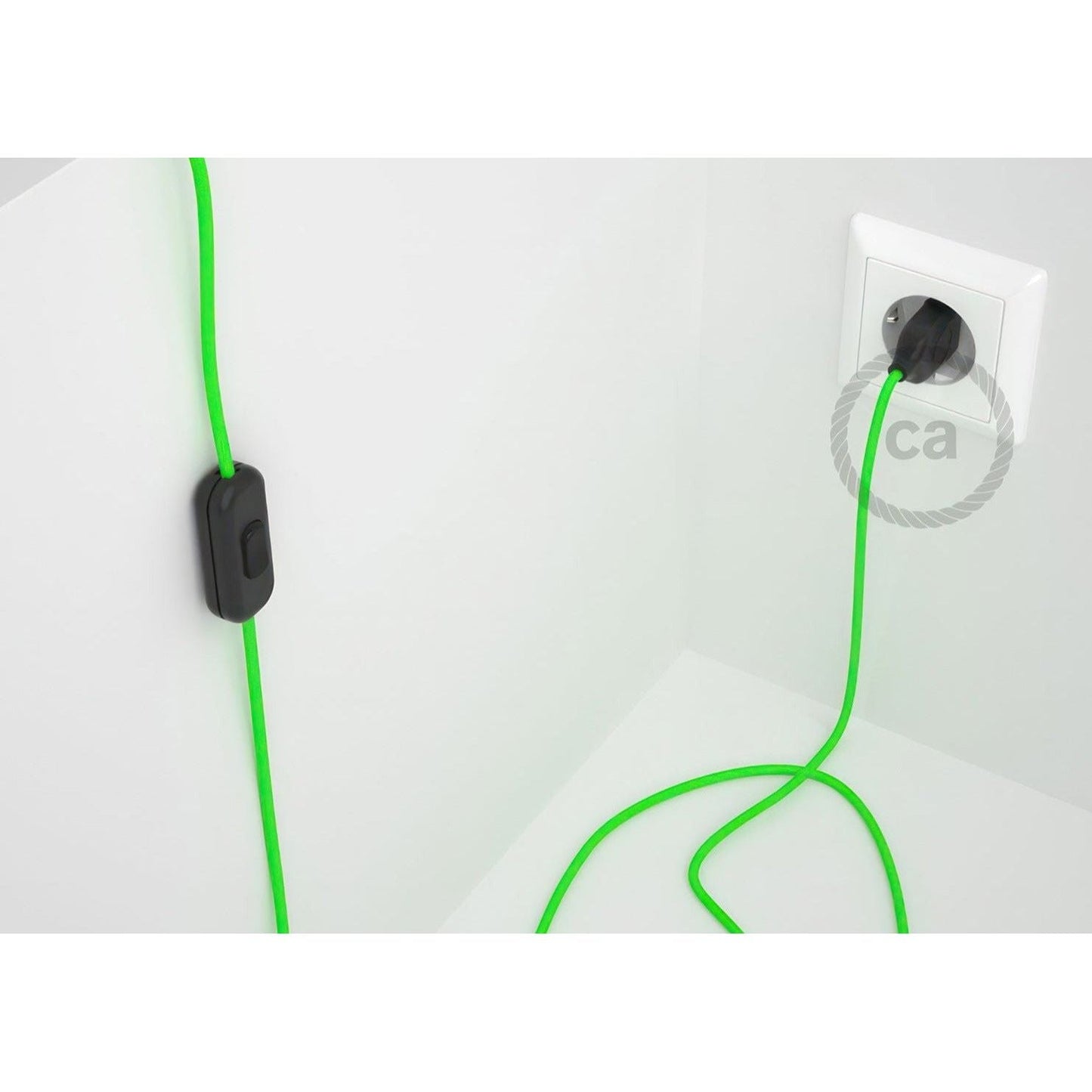 Pyöreä rayon-virtajohto mustalla kytkimellä 1,80m (useita värejä) - Kotikauppa