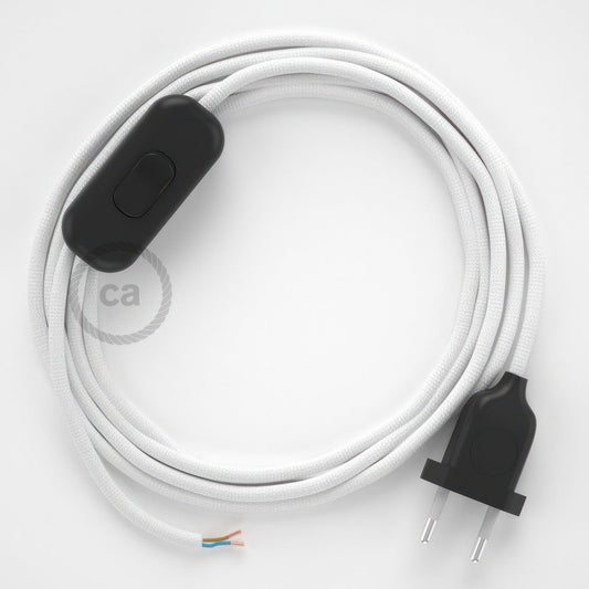 Pyöreä rayon-virtajohto mustalla kytkimellä 1,80m (useita värejä) - Kotikauppa