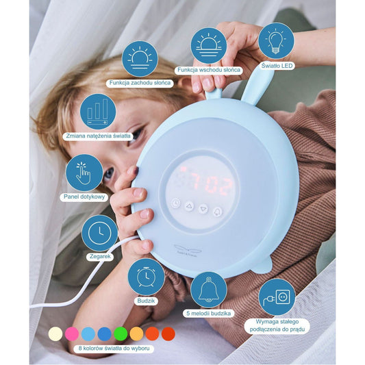 Rabbit Lamp with Alarm Clock – Blue - Kotikauppa