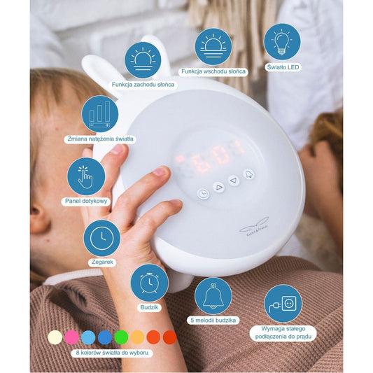 Rabbit Lamp with Alarm Clock – White - Kotikauppa