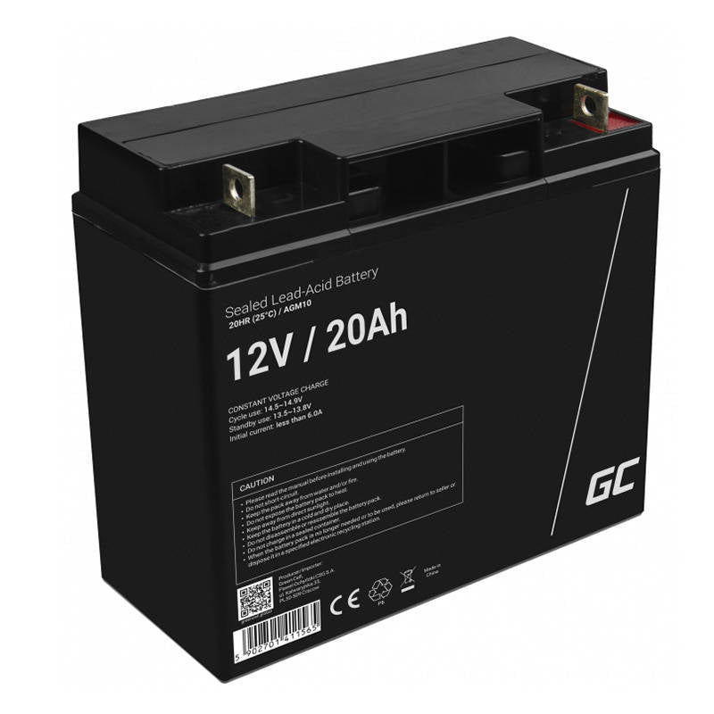 Rechargeable Battery AGM VRLA Green Cell AGM10 12V 20Ah (for lawn mower, boat, motor, cart) - Kotikauppa