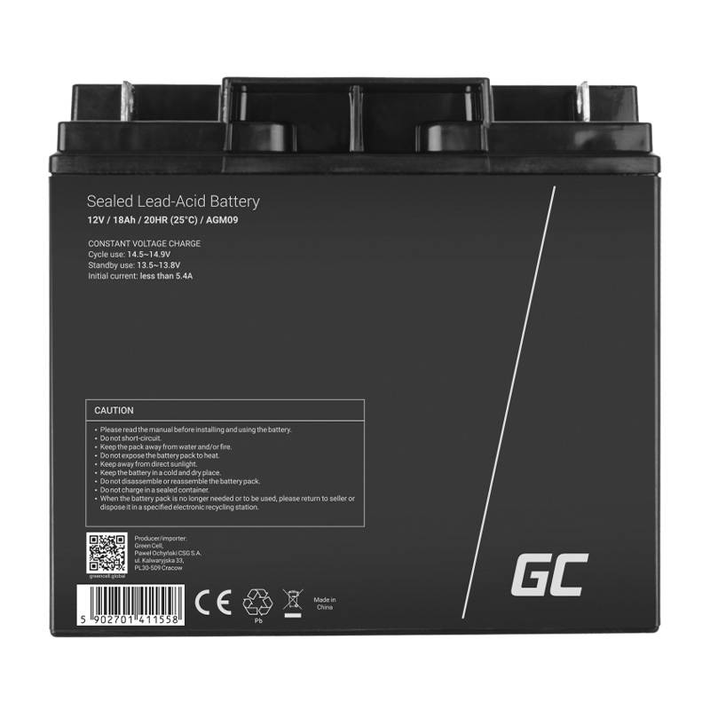 Rechargeable battery AGM 12V 18Ah Maintenancefree for UPS ALARM - Kotikauppa