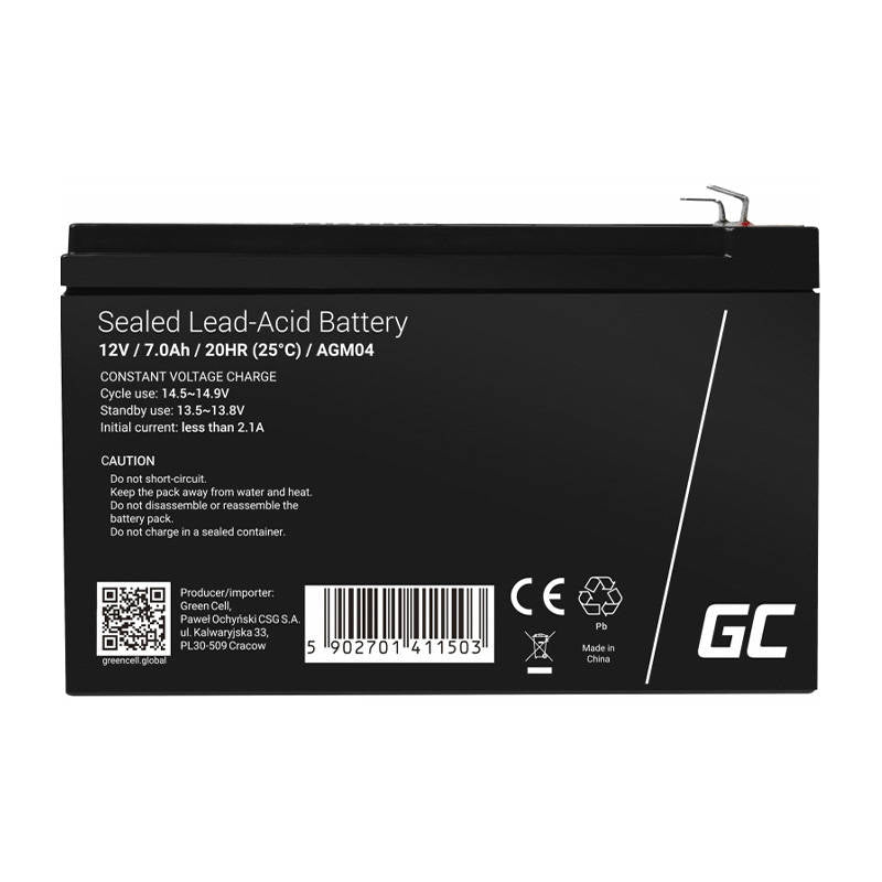 Rechargeable battery AGM 12V 7Ah Maintenancefree for UPS ALARM - Kotikauppa