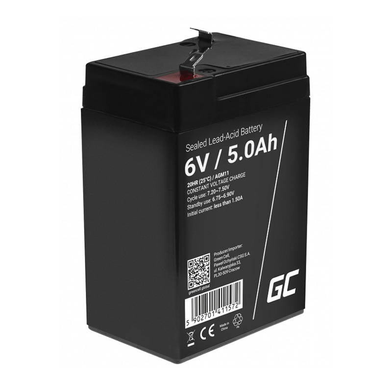 Rechargeable battery AGM 6V 5Ah Maintenancefree for UPS ALARM - Kotikauppa