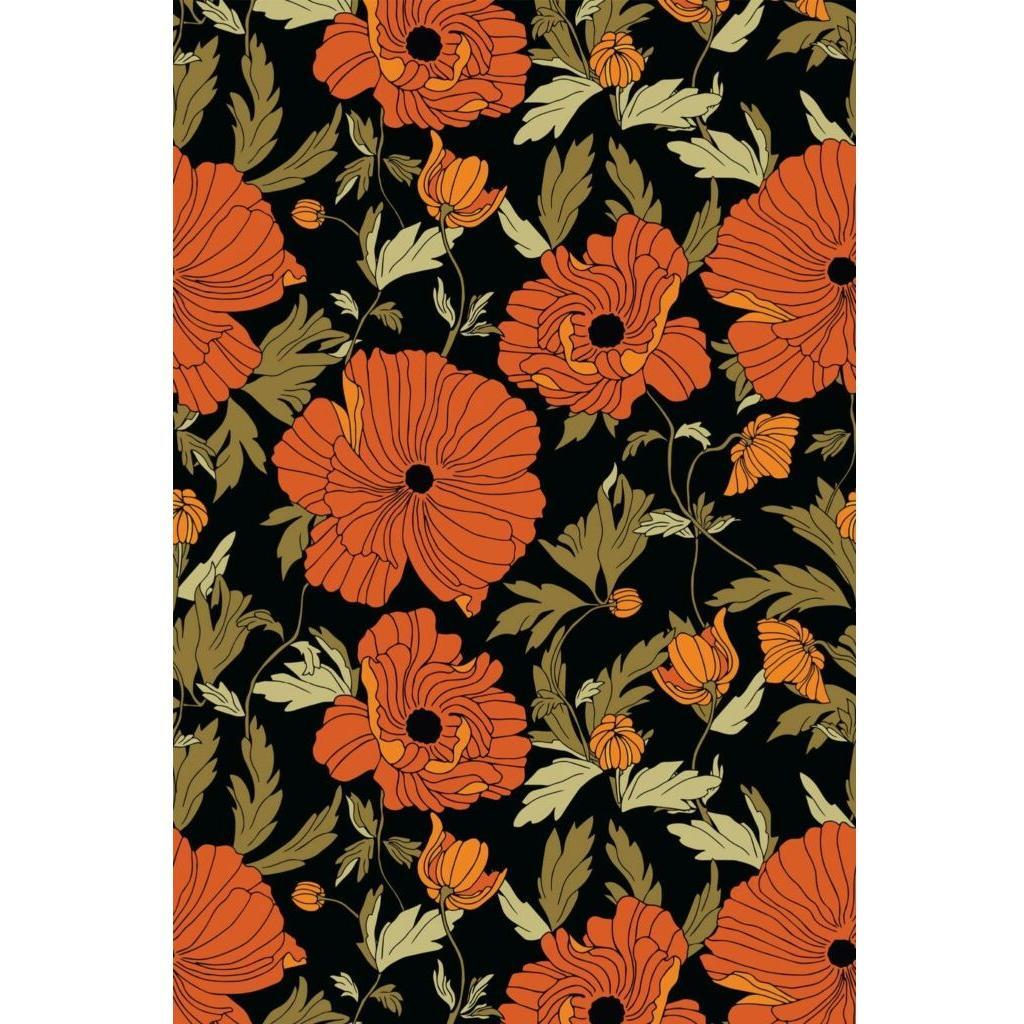 Red and black poppy floral (itseliimautuva) - Kotikauppa