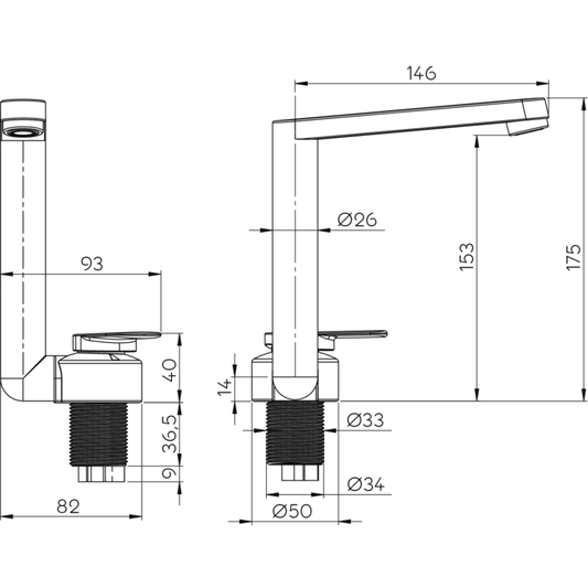 Reich sekoitushana Twister musta, pitkä Kovaputkiliitos - Kotikauppa