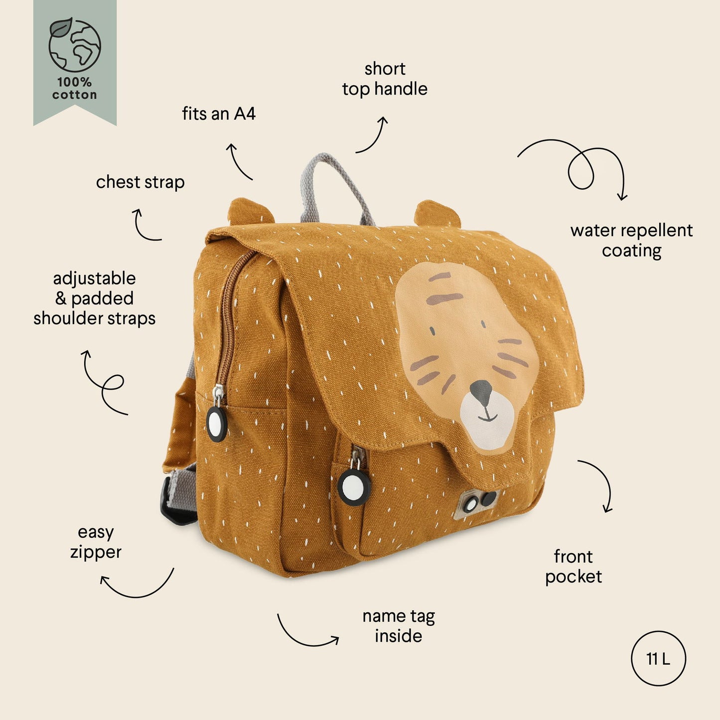 School Bag - Mr Tiger - Kotikauppa