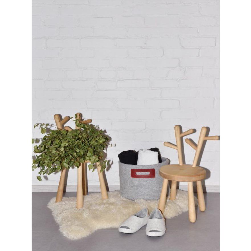 Wool Felt Omaking Basket - Grey/Bordeaux
