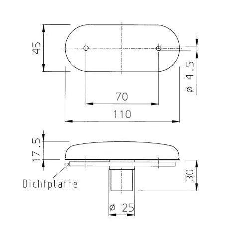 Sivuvalo upotettava 110x45, SMLR 2000 Rv 70mm, 5w w2