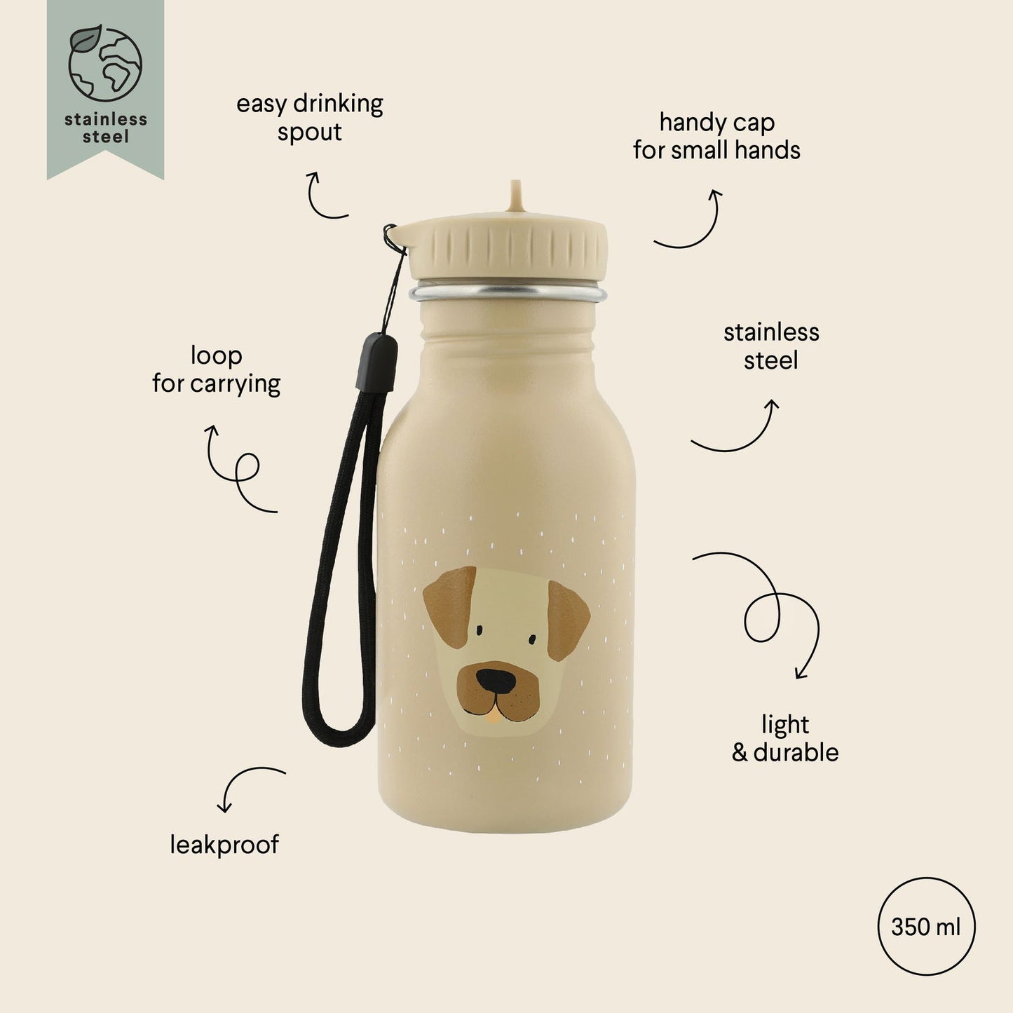 Stainless Steel Bottle 350 ml - Mr Dog - Kotikauppa