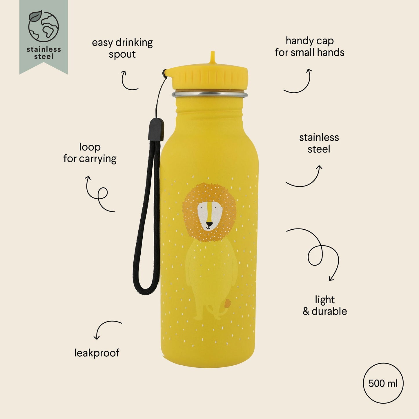 Stainless Steel Bottle 500 ml - Mr Lion - Kotikauppa