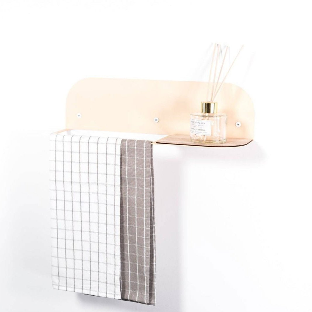 Steel & Wood Towel Rack - Beige - Kotikauppa