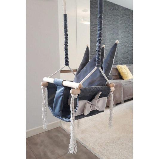 Swing with Crown Shaped Cushion - Grey - Kotikauppa