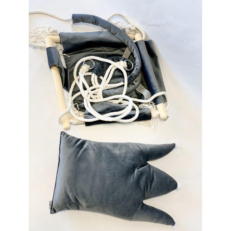 Swing with Crown Shaped Cushion - Grey - Kotikauppa