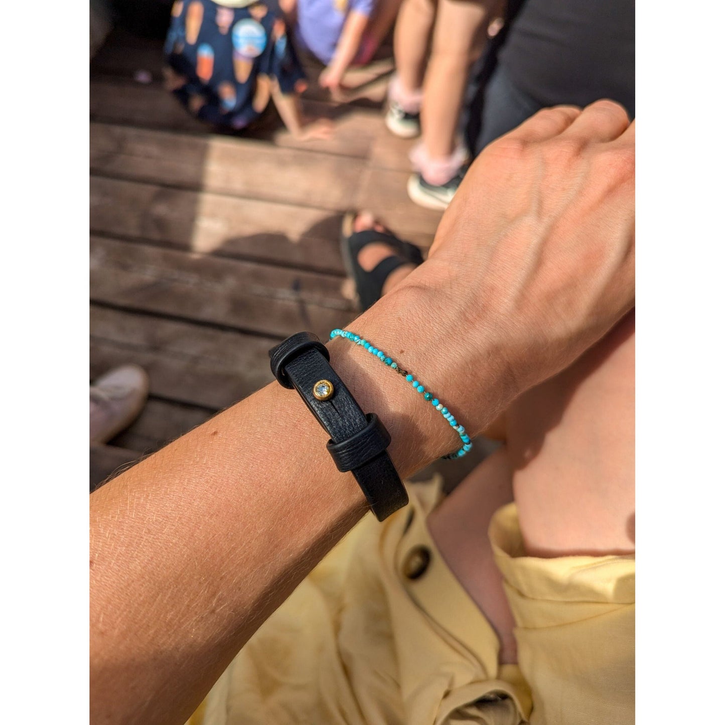 Leather Bracelet With a Brass Fastener in Black