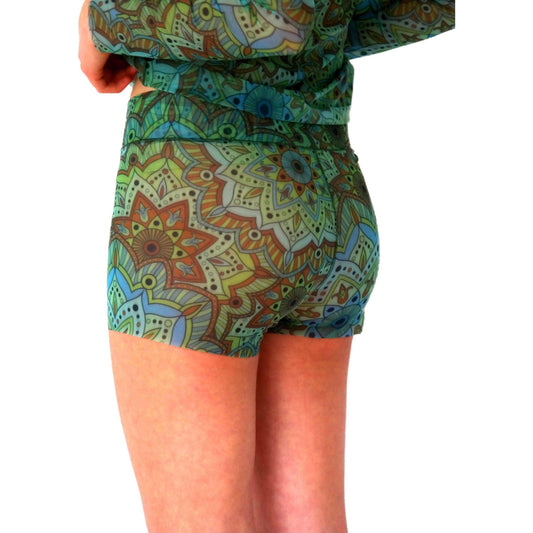 Tan-Through Mini Leggings – Green Mandala - Kotikauppa