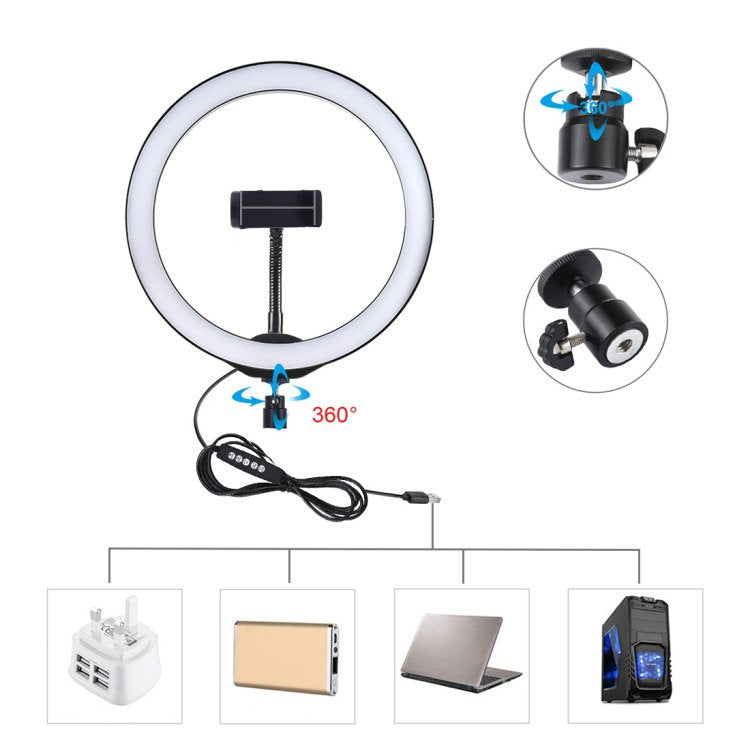 Tripod Mount Puluz 1,1m + 26cm RGBW LED Ring Vlogging PKT3044 - Kotikauppa