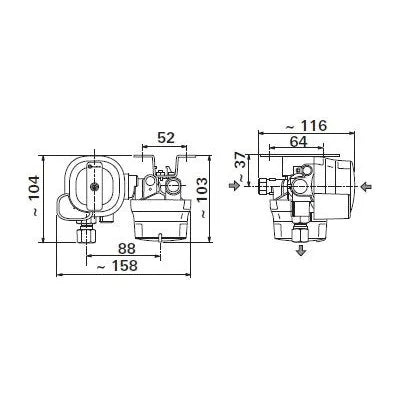 Truma säädin+ pullonvaihtaja Duocontrol CS 8/10 mm, 30 mbar, vaakasuora