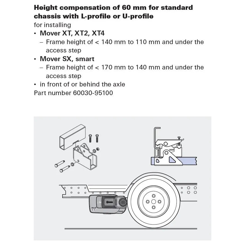 Truma välikappale 60 mm, 2 kpl, Mover XT, XT2 XT4, SX, Smart, korkeuden säätöön