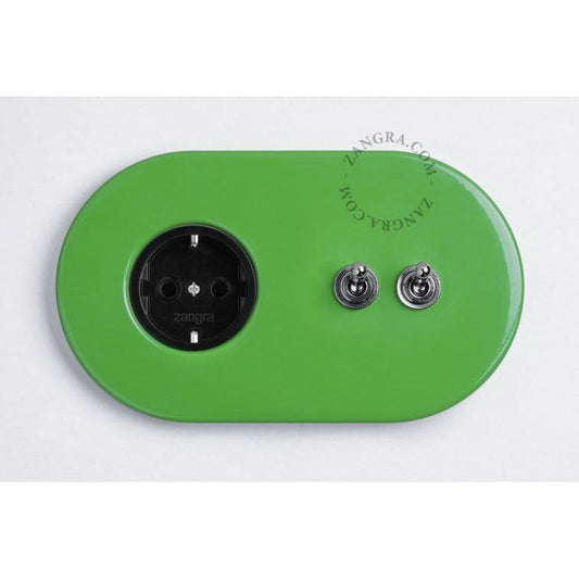 Uppoasennettava pistorasia kahdella kytkimellä IP20 (metallinen, musta keskiö) Useita värejä - Kotikauppa