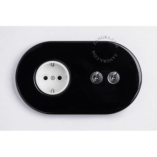 Uppoasennettava pistorasia kahdella kytkimellä IP20 (metallinen, valkoinen keskiö) Useita värejä - Kotikauppa