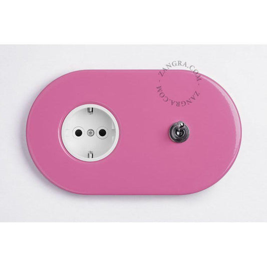 Uppoasennettava pistorasia kytkimellä IP20 (metallinen, valkoinen keskiö) Useita värejä - Kotikauppa