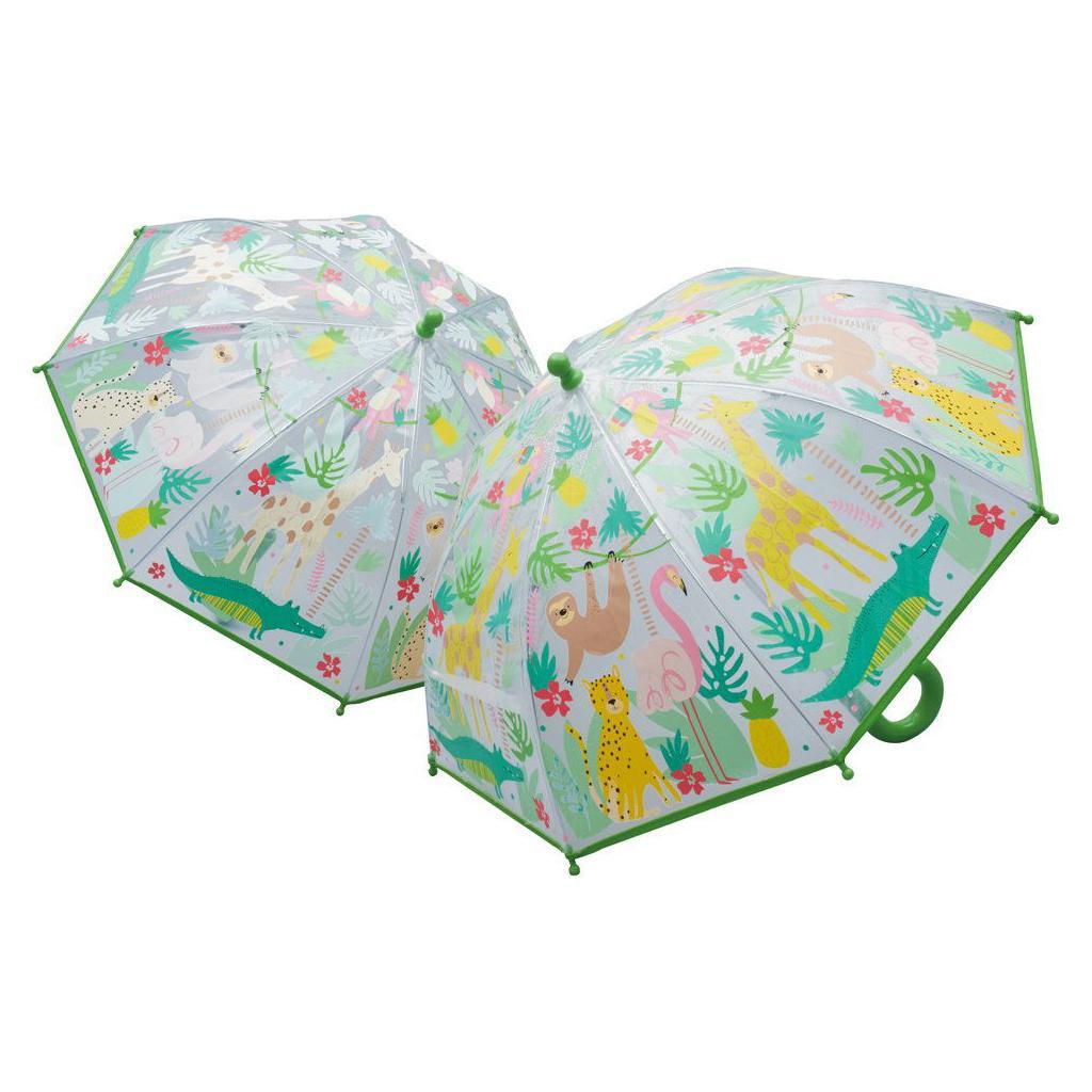 Väriä vaihtava 3D sateenvarjo (viidakko)-Floss & Rock