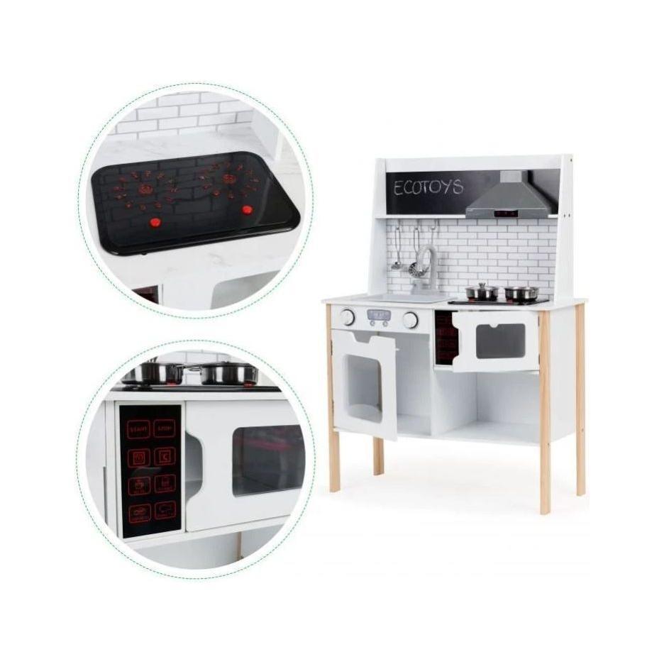Wooden Play Kitchen with Sound and Light - Kotikauppa