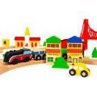Wooden Train Set, 90 Pieces - Kotikauppa